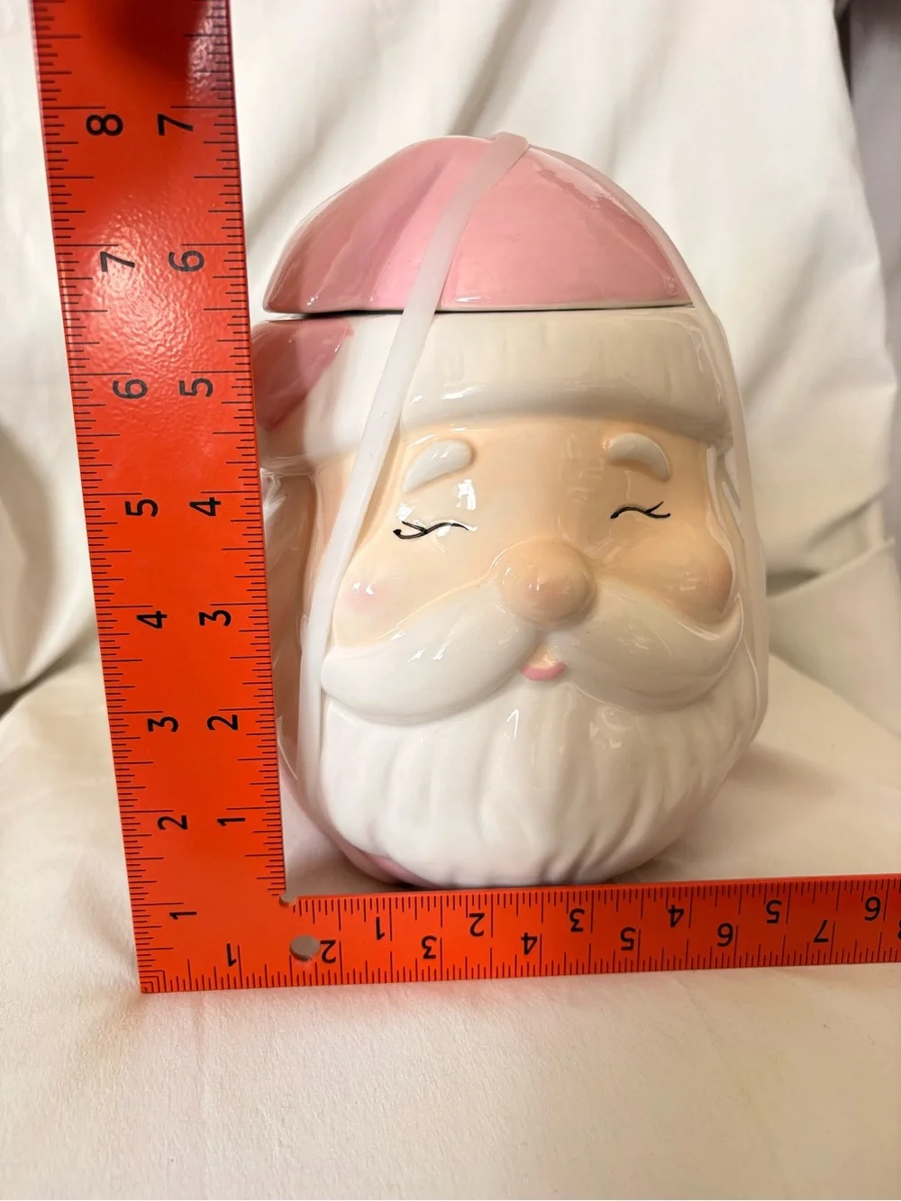 Pink Santa Ceramic Cookie Jar - Home Holiday